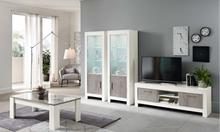Load image into Gallery viewer, Modena 1 Door Display Cabinet - White & Marble Effect