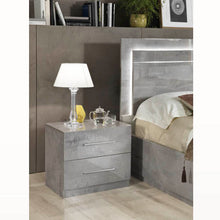 Load image into Gallery viewer, Star Italian High Gloss 2 Drawer Bedside - Grey Marble