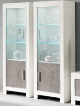 Load image into Gallery viewer, Modena 1 Door Display Cabinet - White & Marble Effect