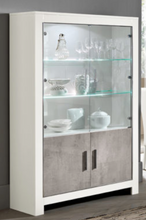 Load image into Gallery viewer, Modena 2 Door Display Cabinet - White & Marble Effect