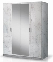 Load image into Gallery viewer, Mary Italian High Gloss Wardrobe 4 Doors - White Marble