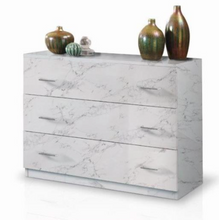 Load image into Gallery viewer, Mary Italian High Gloss 3 Drawer Chest - White Marble