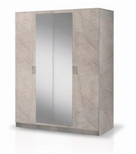 Load image into Gallery viewer, Mary Italian High Gloss Wardrobe 4 Doors - Grey Marble