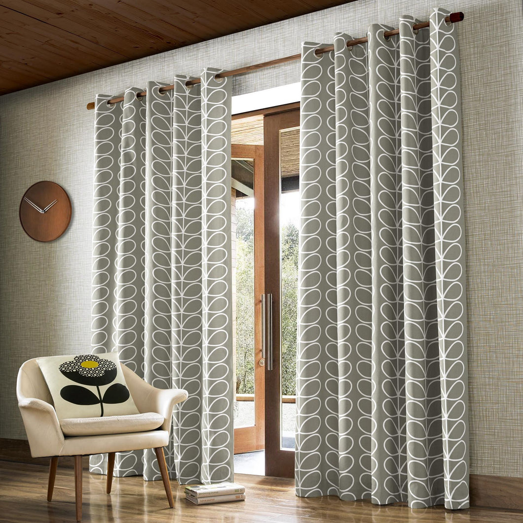 Orla Kiely Linear Stem Silver Curtains