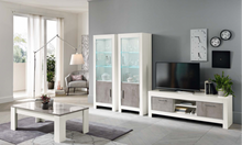Load image into Gallery viewer, Modena 1 Door Display Cabinet - White &amp; Marble Effect
