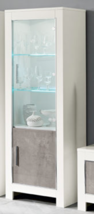 Modena 1 Door Display Cabinet - White & Marble Effect