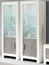 Load image into Gallery viewer, Modena 1 Door Display Cabinet - White &amp; Marble Effect
