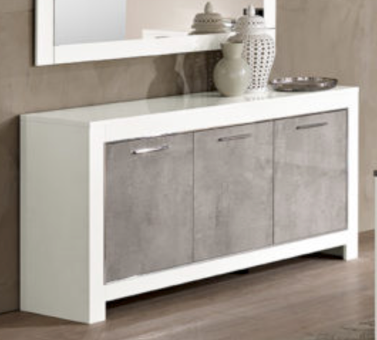 Modena 3 Door Sideboard - White & Marble Effect
