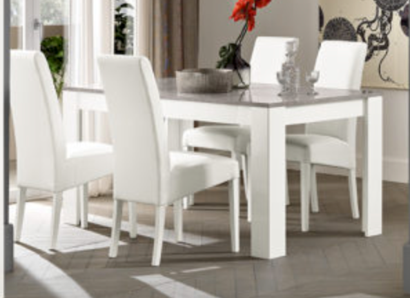 Modena Dining Table 160cm - White & Marble Effect
