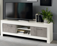 Load image into Gallery viewer, Modena Medium TV Stand - White &amp; Marble Effect
