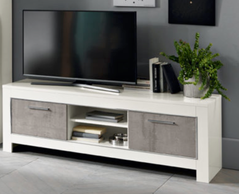 Modena Medium TV Stand - White & Marble Effect