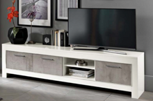 Load image into Gallery viewer, Modena Large TV Stand - White &amp; Marble Effect

