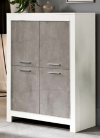 Modena 4 Door Cabinet - White & Marble Effect