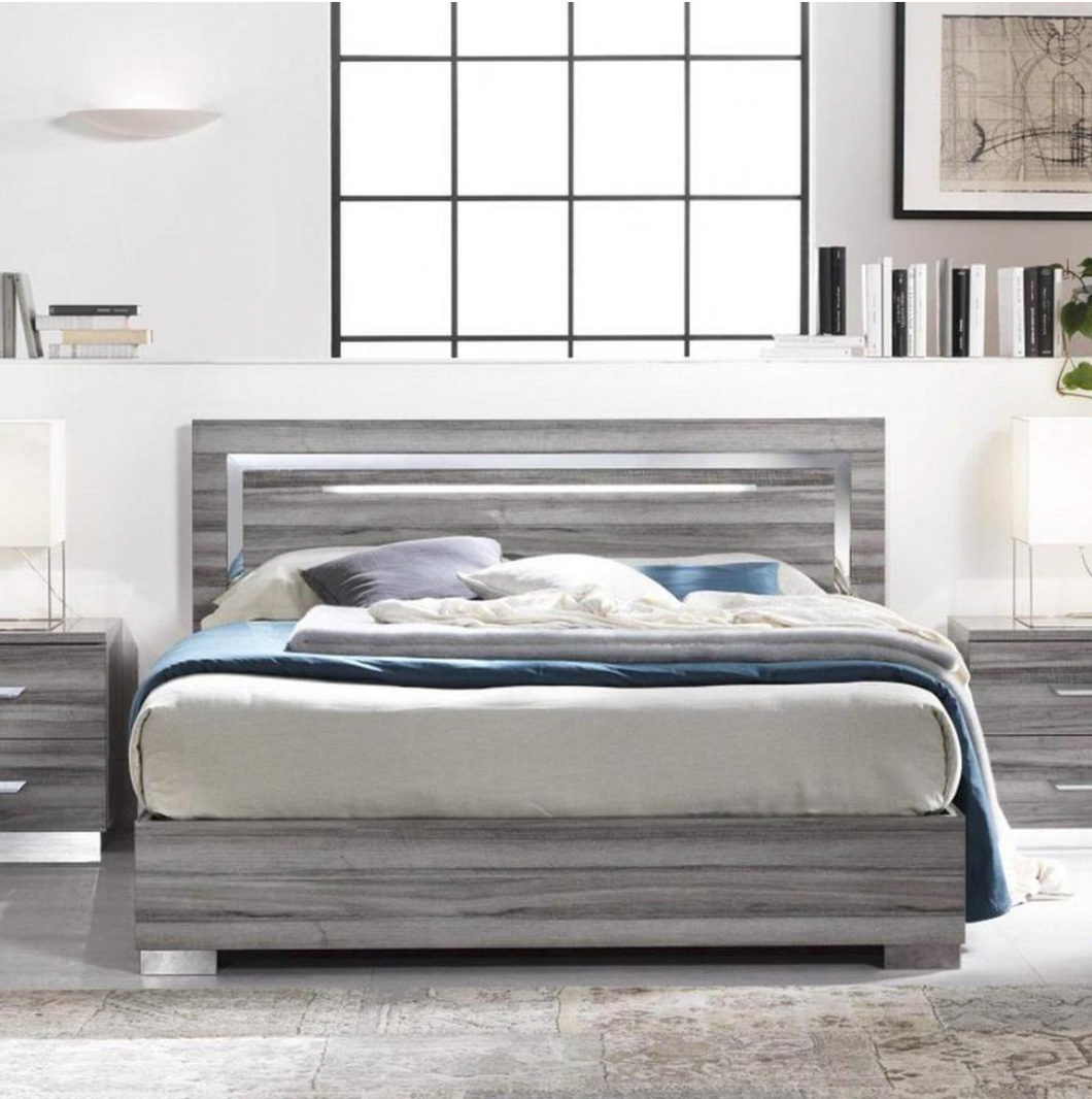 Beverly Italian High Gloss Storage Bed Frame with LED Light