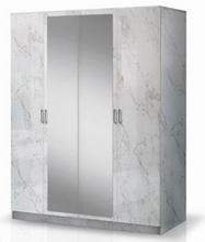 Load image into Gallery viewer, Mary Italian High Gloss Wardrobe 4 Doors - White Marble
