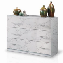 Load image into Gallery viewer, Mary Italian High Gloss 3 Drawer Chest - White Marble

