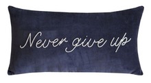 Load image into Gallery viewer, Never Give Up Navy Cushion
